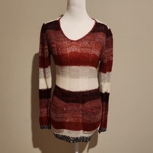 Ultra Flirt V-Neck Sweater - Red, White, and Black
